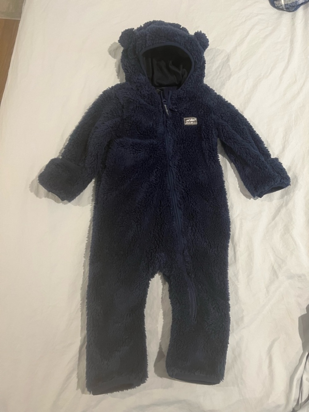 Eddie Bauer Navy Plush Bear Hooded One-Piece